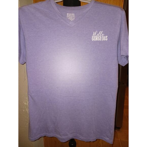 Hello Gorgeous V-Neck Heather Lilac Mossimo T-Shirt Size XL - Picture 1 of 3